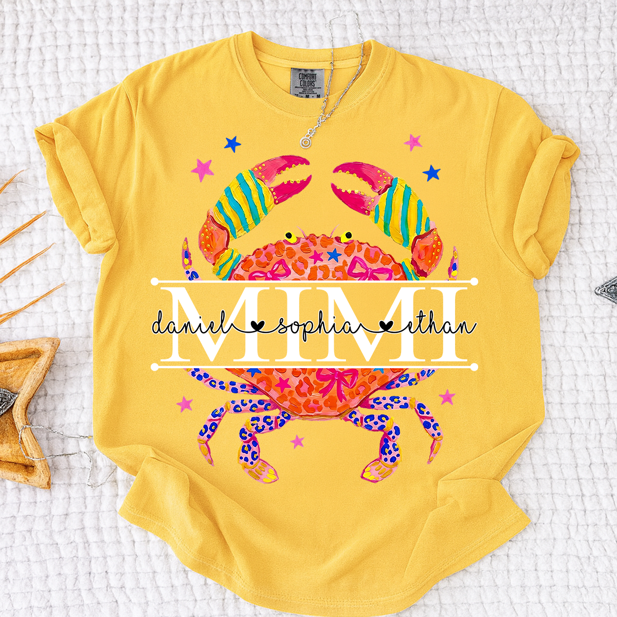Comfort Colors® Women’s Mimi Crab Graphic T-Shirt Fun Family Vacation Casual Summer Top