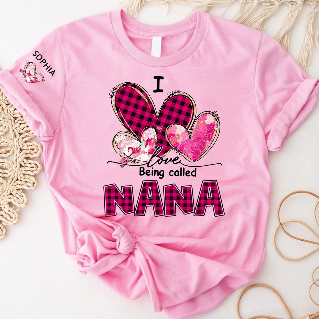 I Love Being Called Mimi Pink Tone Design, Grandma Tshirt Personalized with Kids Name
