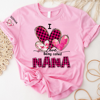 I Love Being Called Mimi Pink Tone Design, Grandma Tshirt Personalized with Kids Name