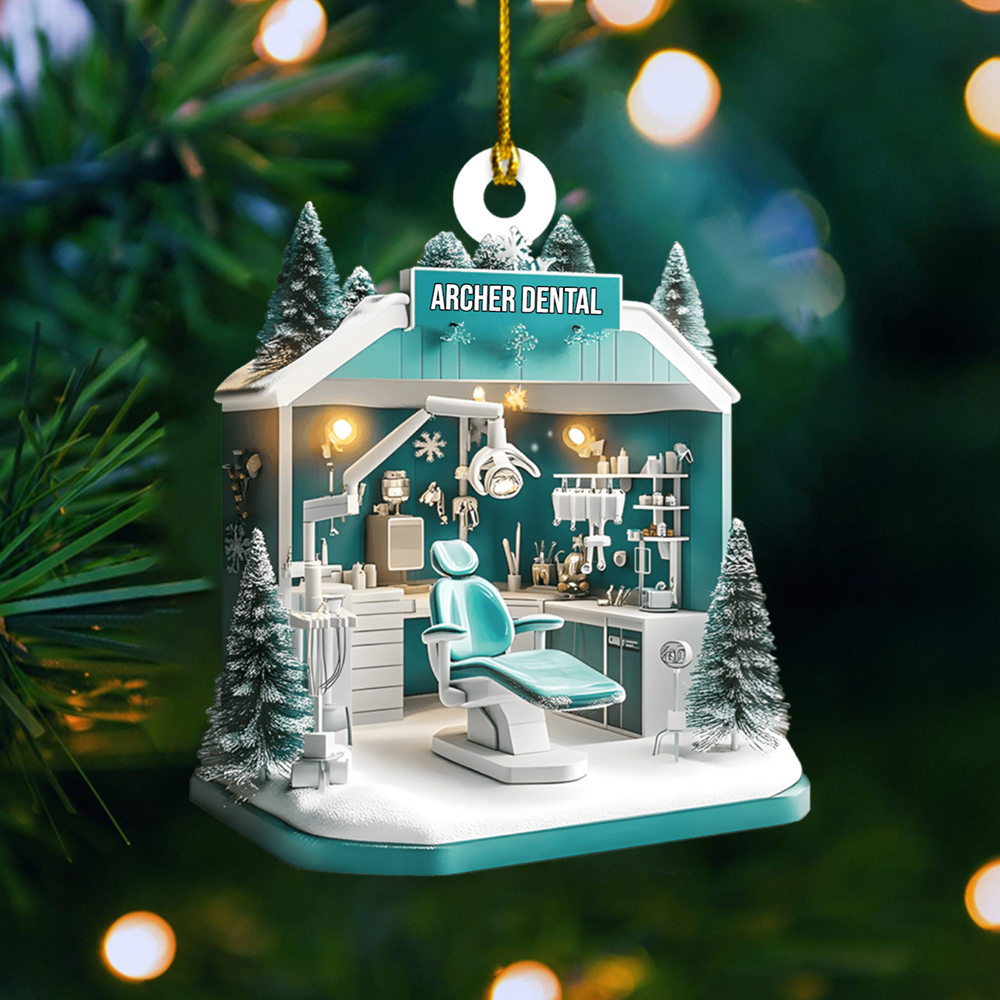 Custom Dentist Office Ornament – Personalized Dental Clinic Name Christmas Tree Decor, Perfect Holiday Gift for Dental Professionals Ornament