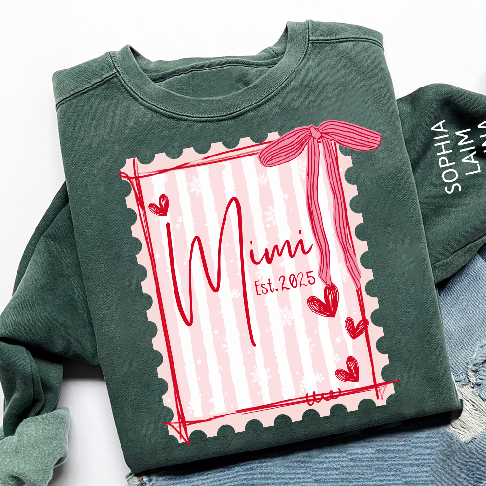 Custom Mimi Pullover, 6 7 Back Print with Grandkids’ Names