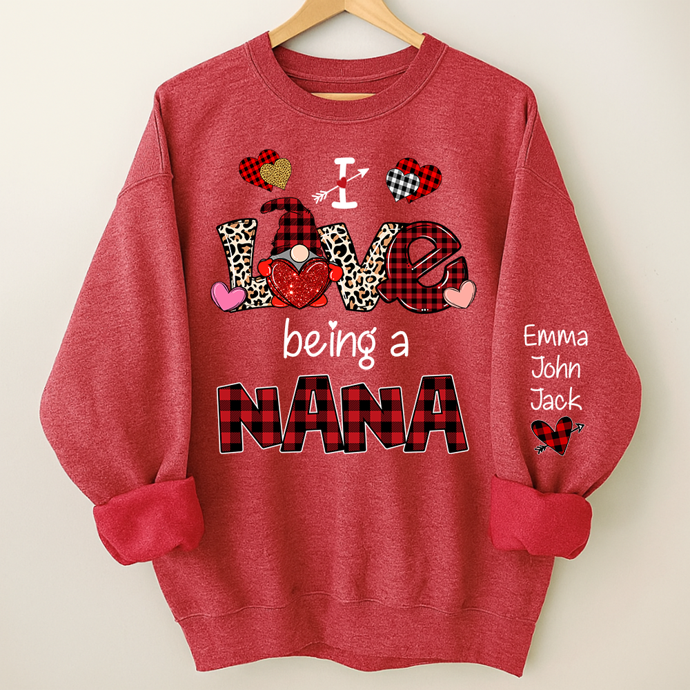 I Love Being A Nana Sweatshirt – Personalized Nana Shirt With Grandkids Names