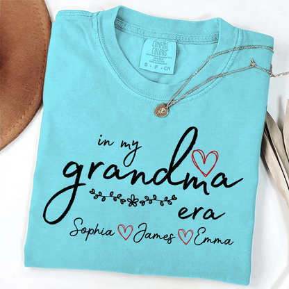 Comfort Colors Personalized In My Grandma Era T Shirt, Perfect Gift for Grandmothers with Kids' Names