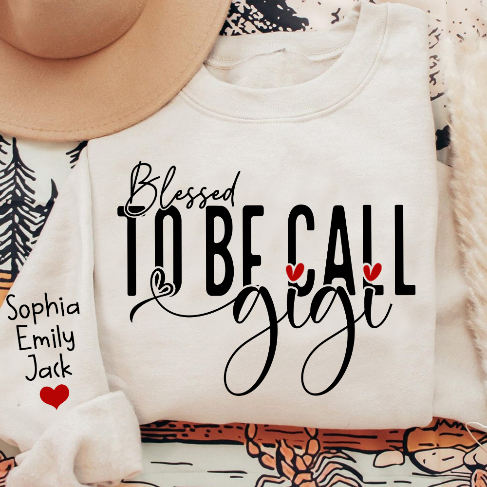 Personalized Blessed To Be Call Gigi Name Crewneck Sweatshirt, Custom Grandma And Kids