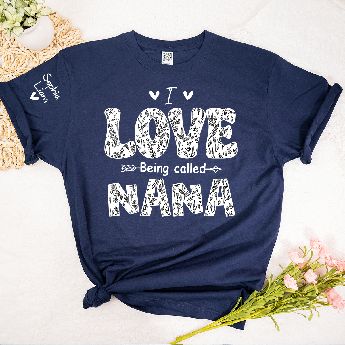 I Love Being Called Nana Shirt, Personalized Nana T Shirt with Kids Names on Sleeve, Cute Grandma Gift, Mothers Day Apparel