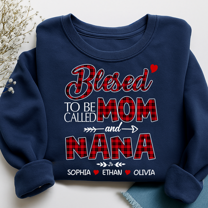 Christmas Mom And Grandma Shirt with Custom Kids’ Names, Cozy Holiday Gift