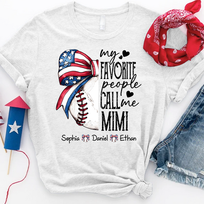 Personalized Mimi Baseball Shirt, My Favorite People Call Me Mimi T Shirt, Custom Grandma Baseball Gift with Kids Names