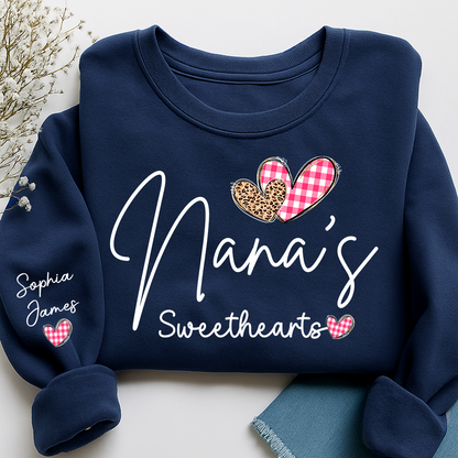 Custom Nana’s Sweethearts Sweatshirt, Valentine Gift for Grandma with Names