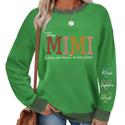 Sweatshirt Mix This Mimi Wears Her Heart On Her Sleeve, A Gift For A Loved One  Sweatshirt MIX