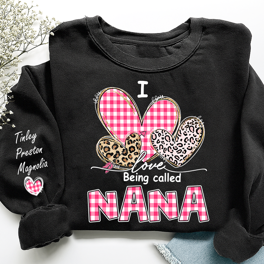 Grandma Valentine Sweatshirt, I Love Being Nana Heart Design, Personalized Family Love Crewneck