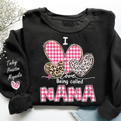 Grandma Valentine Sweatshirt, I Love Being Nana Heart Design, Personalized Family Love Crewneck