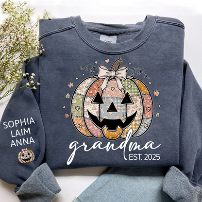 Personalized Floral Pumpkin Mimi Gifts, Floral Patchwork Mimi, Gifts for Grandma and Kids