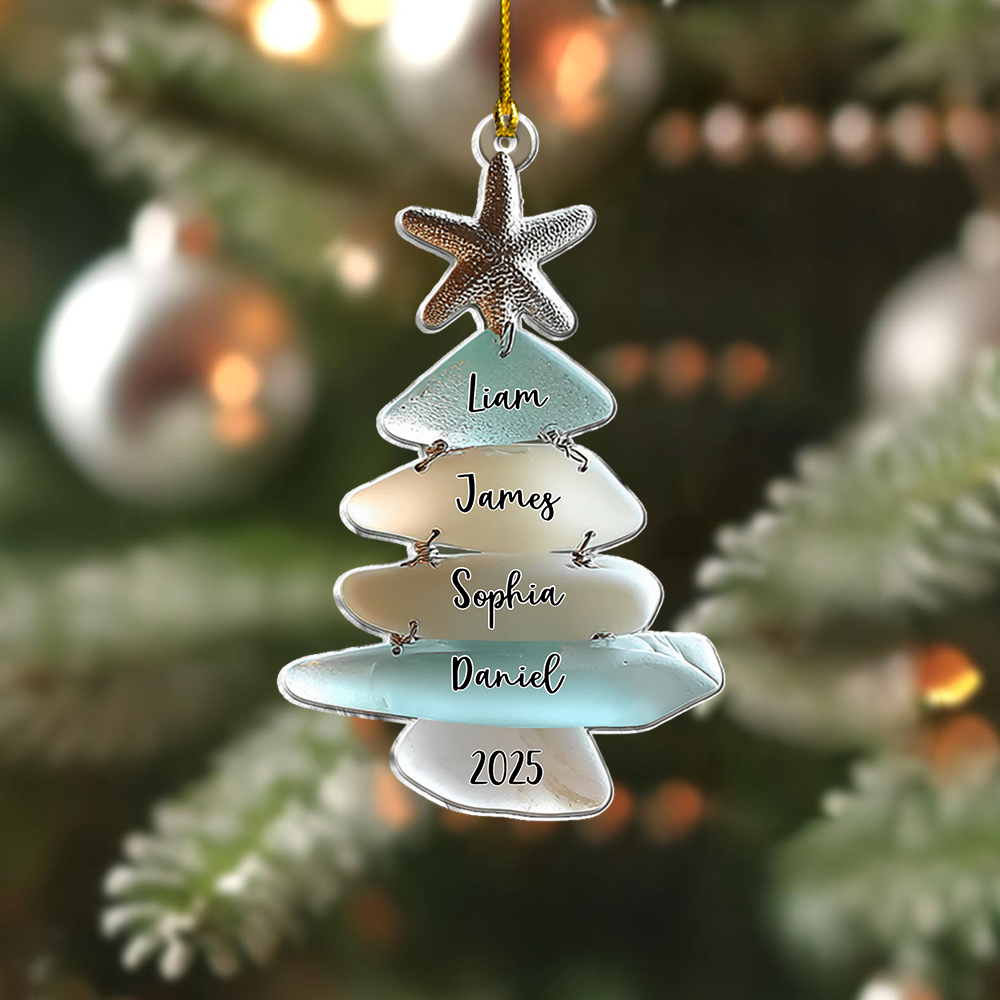 Family Sea Christmas Tree - Personalized Family Acrylic Ornament