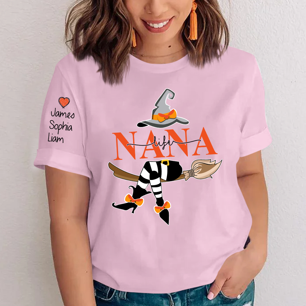Personalized Nana Life Witch Shirt, Custom Grandma Halloween, Gif For Grandma TH T-Shirt