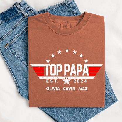 Comfort Colors® Custom Top Papa Est And Grandkids American 2025 T-Shirt