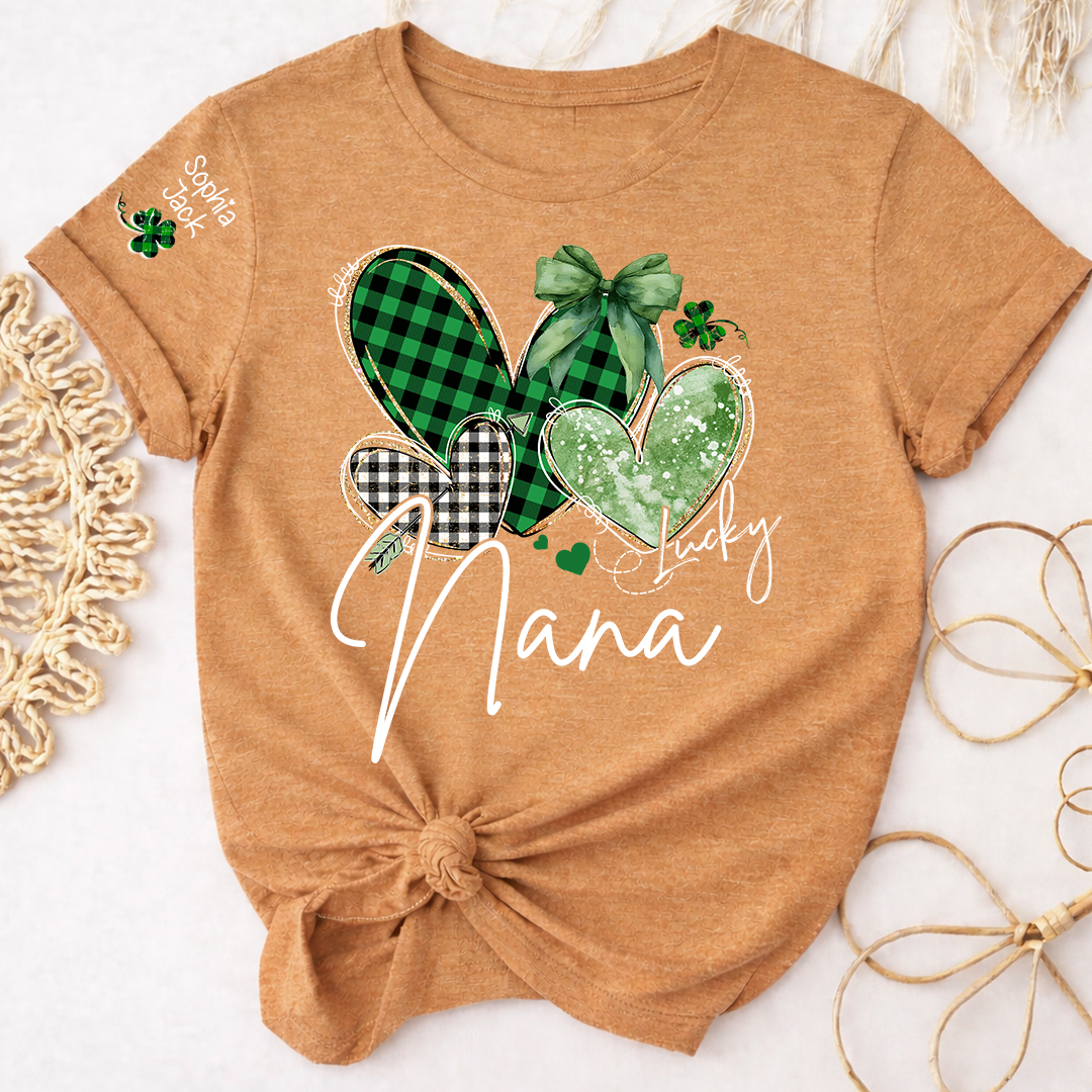 Lucky Nana Heart St Patrick’s Day T-Shirt, Gift For Grandma And Kids