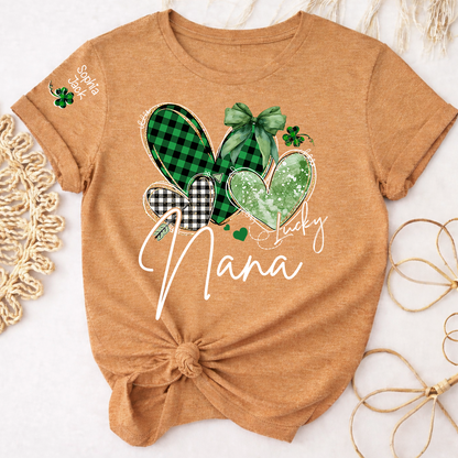 Lucky Nana Heart St Patrick’s Day T-Shirt, Gift For Grandma And Kids