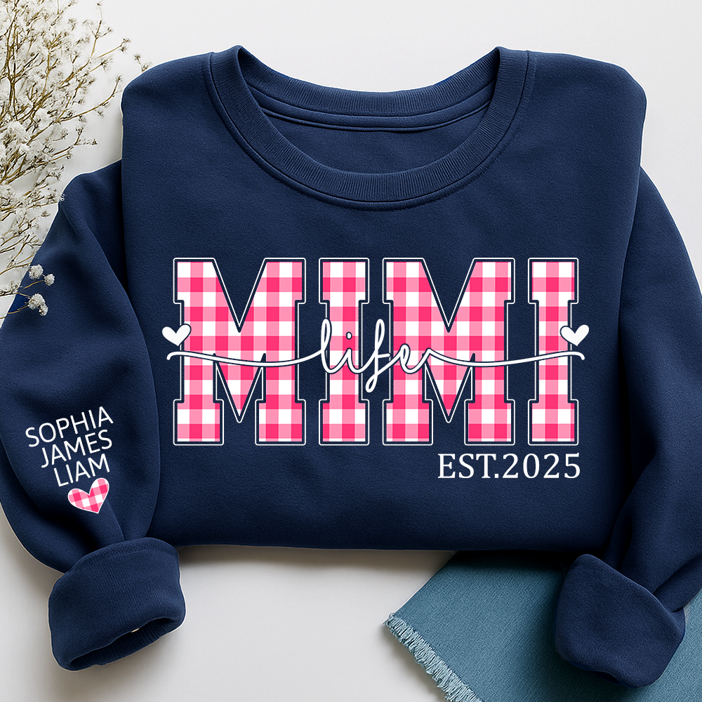 Personalized Mimi Life Sweatshirt EST 2025, Custom Grandma Crewneck with Grandkids Names, Mimi Valentine Gift