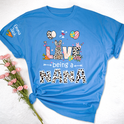 Love Being a Nana T Shirt, Cute Easter Bunny Family Shirt For Nana And Kids