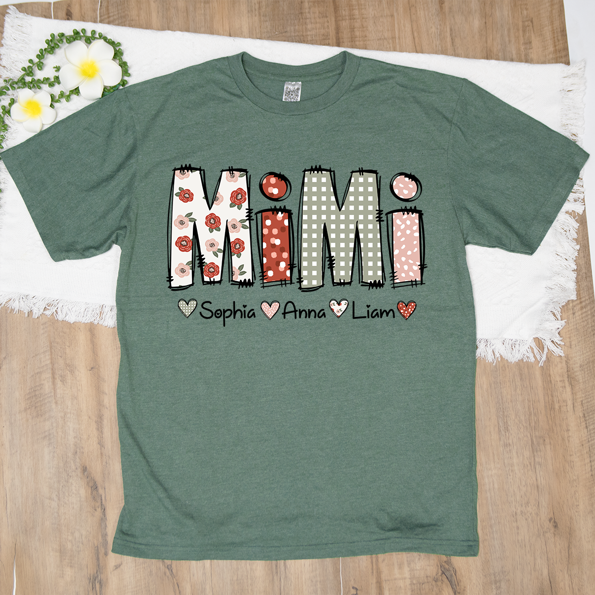 Personalized Mimi Flower 2025 Shirt, Custom Grandma With Grandkids T-Shirt