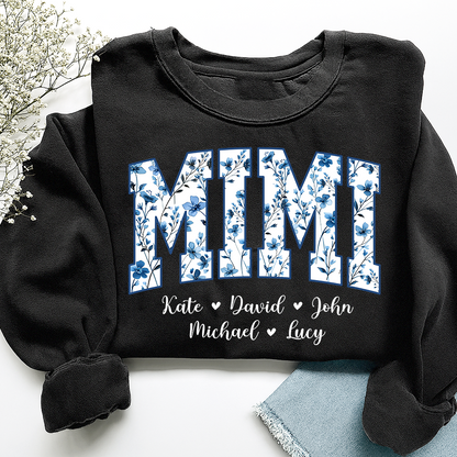 Personalized Blue Mimi Sweatshirt,Gift For Custom Grandma and Kids