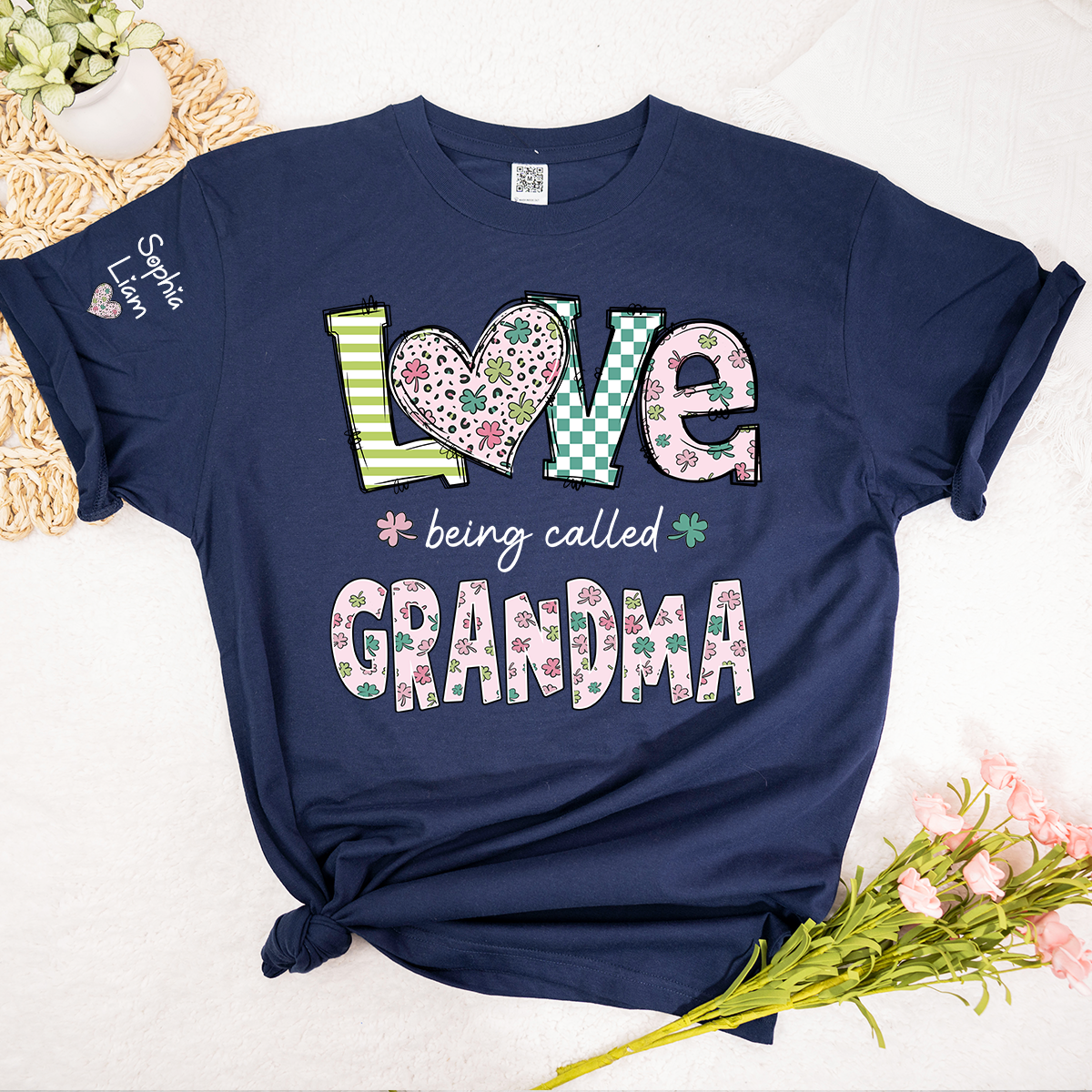 Love Being Called Grandma Shirt for Women, Custom Grandma Name Shirt, Floral Style Family T Shirt, Grandma Birthday or Holiday Gift