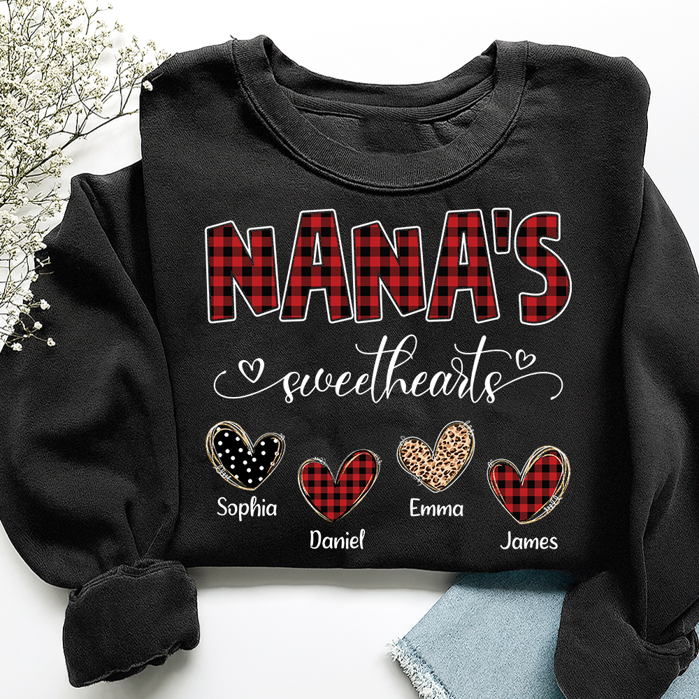 Nana’s Sweethearts Personalized Sweatshirt, Custom Grandma Sweatshirt With Grandchildren Names