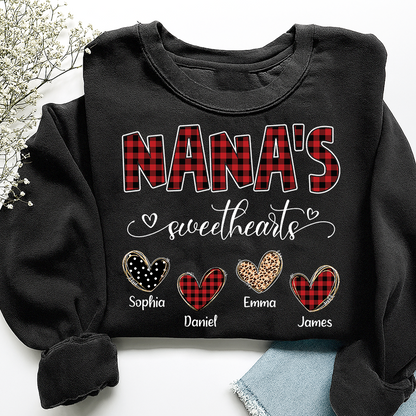 Nana’s Sweethearts Personalized Sweatshirt, Custom Grandma Sweatshirt With Grandchildren Names
