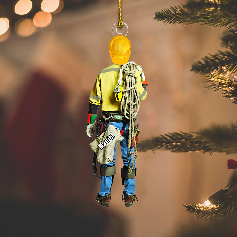 Personalized Lineman Ornament 2025 – Custom Electric Utility Worker Ornament, Christmas Gift for Lineman Dad or Husband Ornament