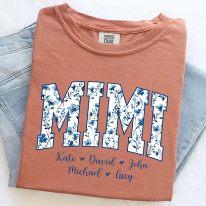 Comfort Colors® T-Shirt Personalized Blue Gigi, Custom Grandma and Kids