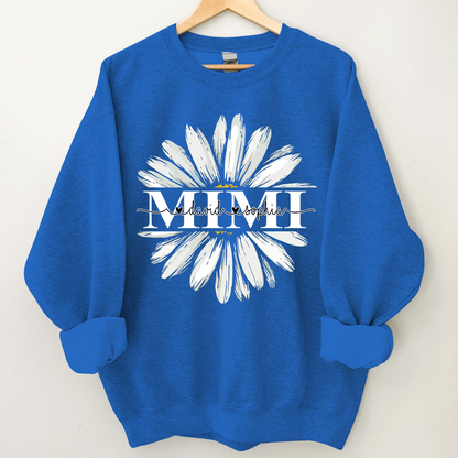 Mimi White Daisy Flower With Grandkids Sweatshirt