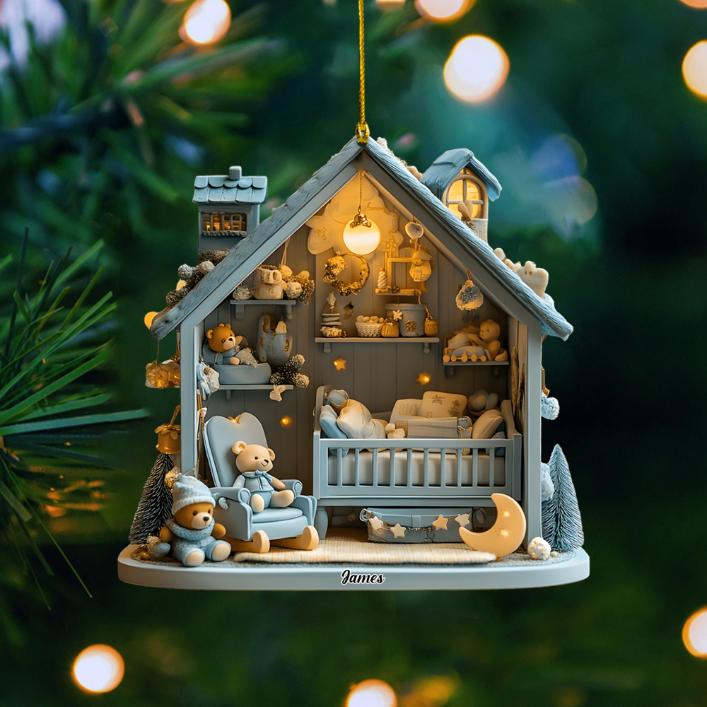 Personalized Baby Nursery Ornament – Custom Name Newborn Room Christmas Tree Decoration 2025 Ornament