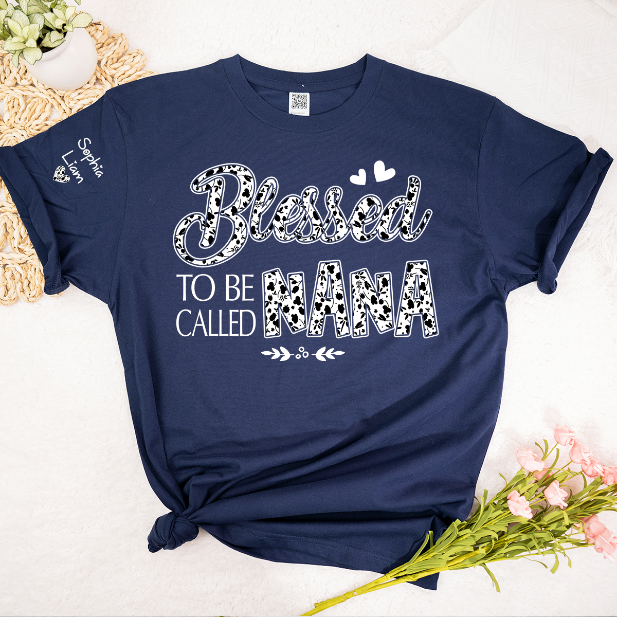 Personalized Blessed to Be Called Nana Shirt, Floral Nana Graphic T-Shirt, Gift for Grandma