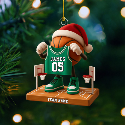 Personalized Basketball Ornament – Custom Name, Jersey Number & Team Name Christmas Decoration for Basketball Players Ornament