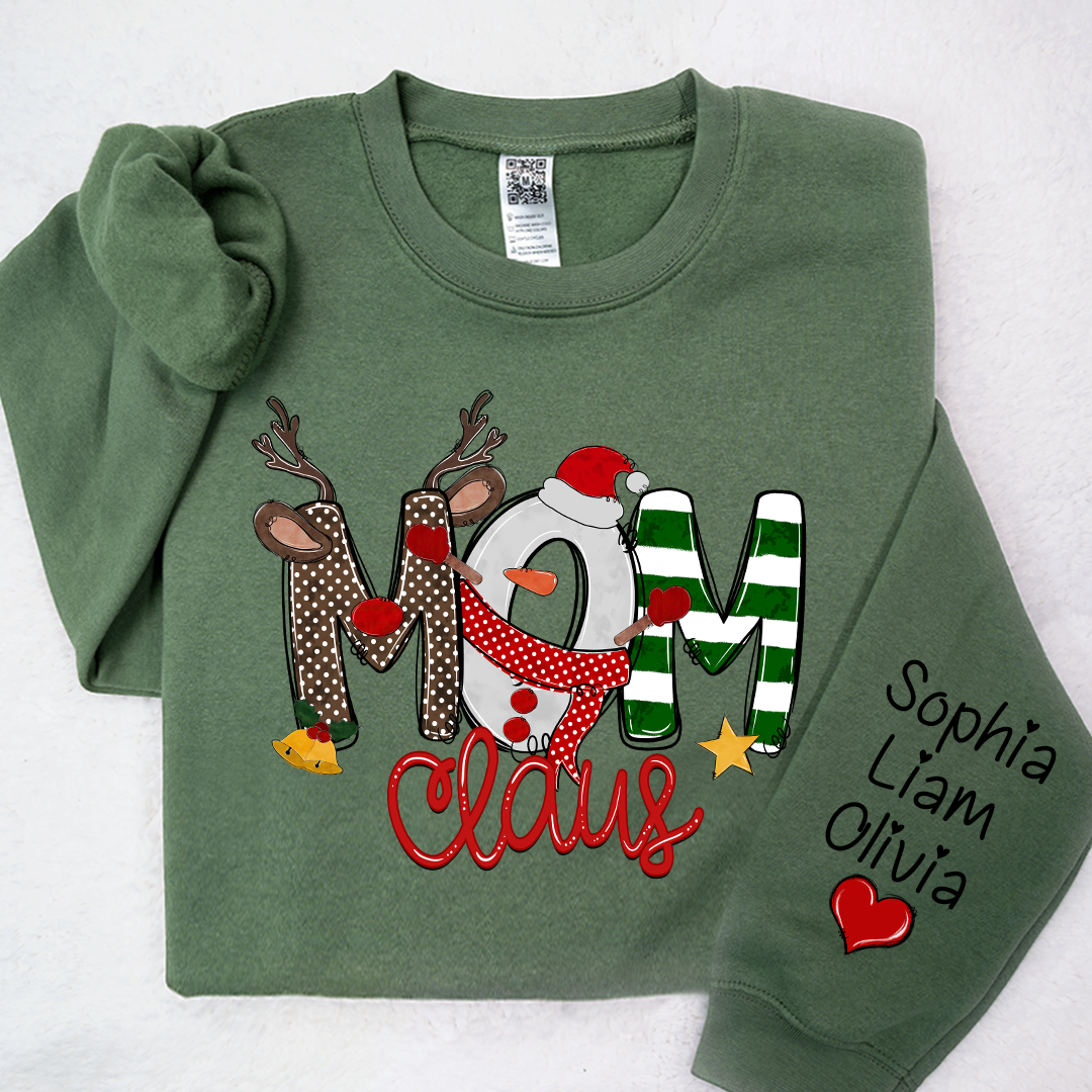 Mom Claus And Kids Christmas Shirt, Mother's Day Gift Mother Sweater LTP01
