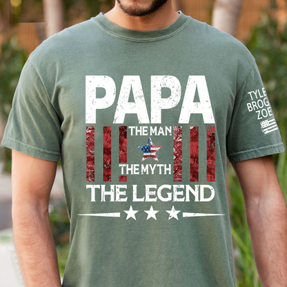 Personalized Papa The Man The Myth The Legend, Patriotic Stars Art Set For Gifr Papa And Kids