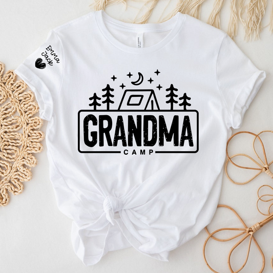 Grandma Camp Shirt, Personalized Grandma Camping Tee, Custom Grandkids Names T Shirt, Outdoor Adventure Gift for Grandma