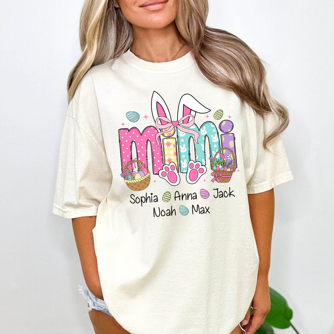 Easter Bunny Coquette Bow Gift For Family, Custom Grandma And Kids