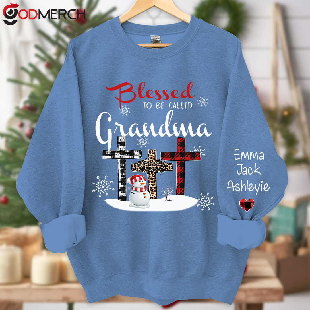 Blessed To Be Called Grandma Snowman Christmas Sweatshirt