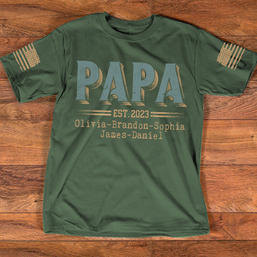 Personalized Custom Papa Est And Grandkids Father's Day