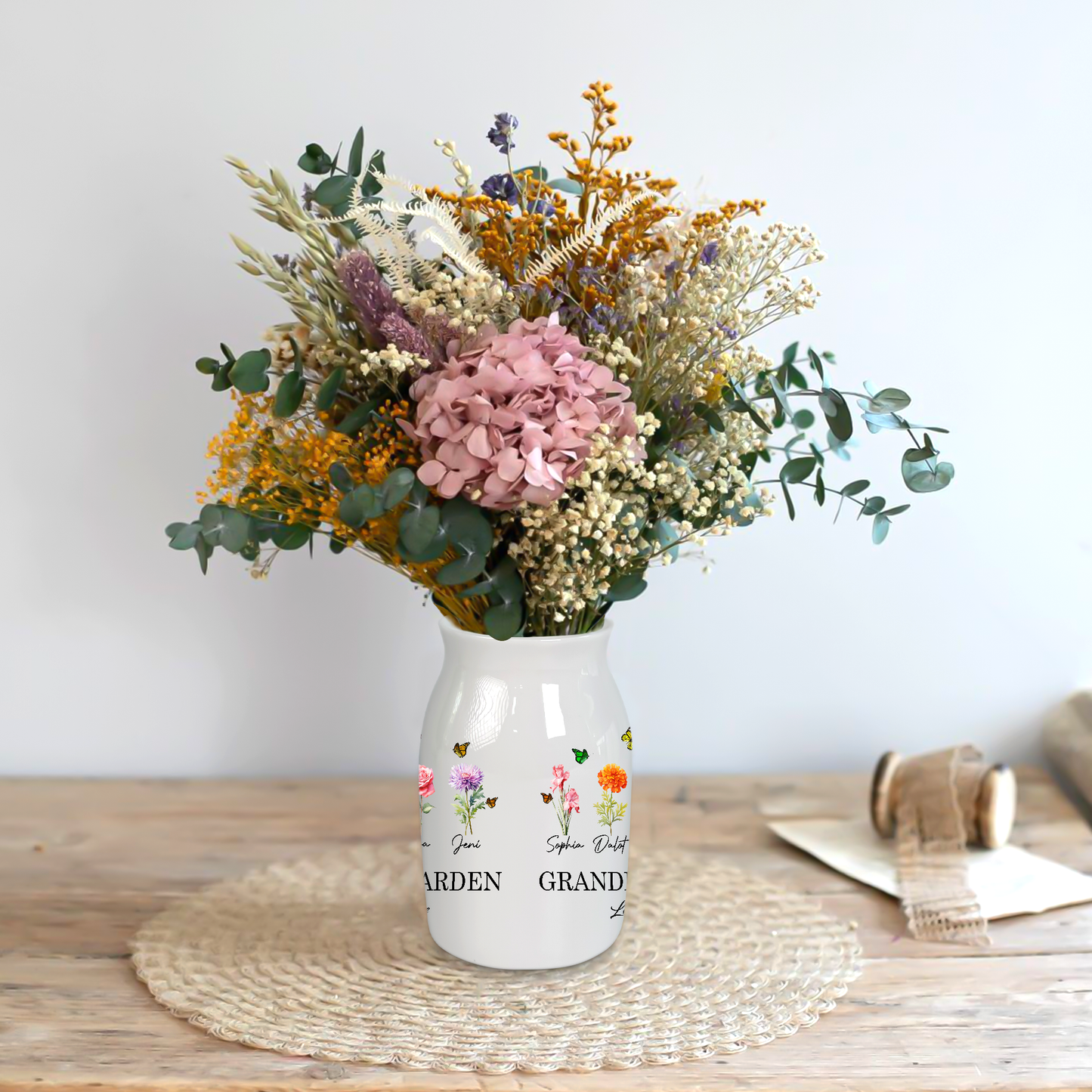 Personalized Grandma's Garden And Grandkids Flower Ceramic Flower Vase