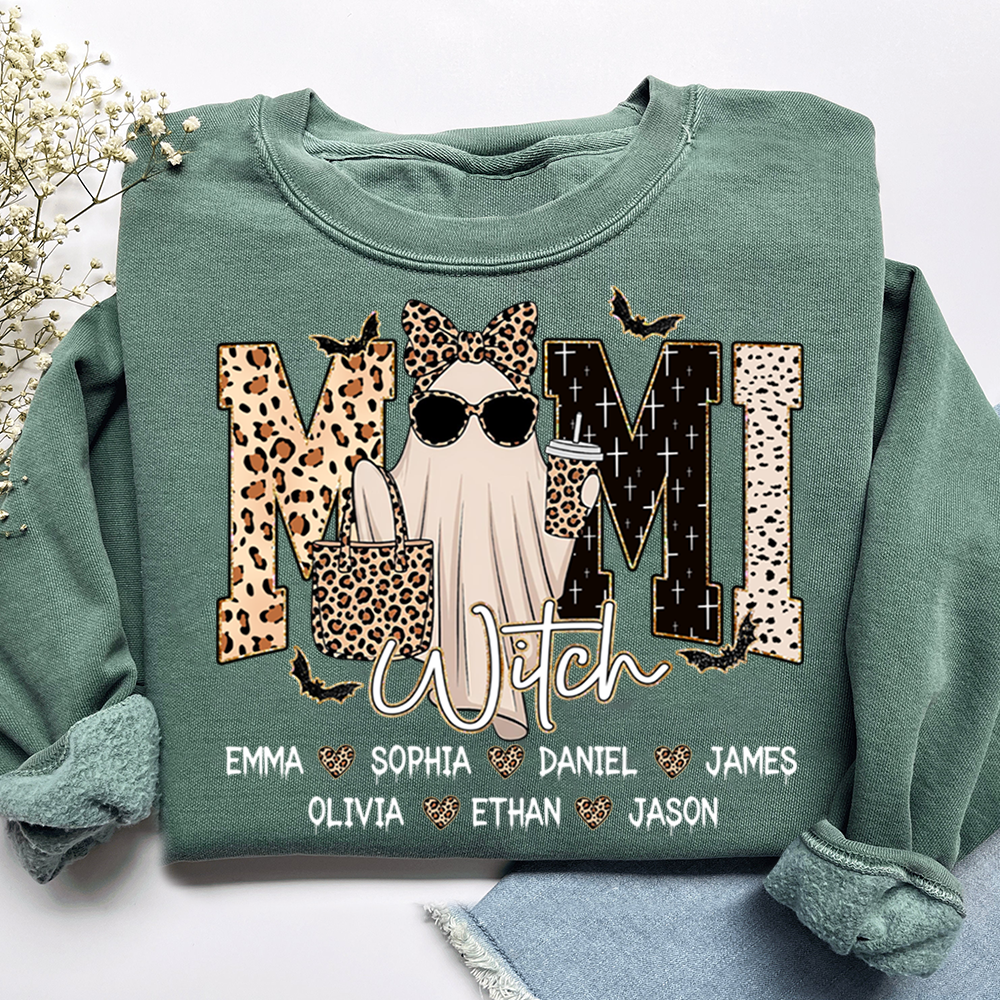 Custom Ghost Sweatshirt for Grandma, Halloween Witch Mimi Boo 2025