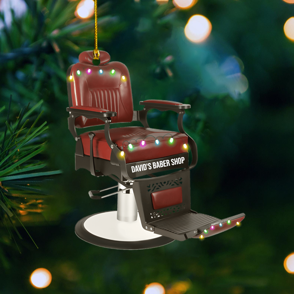 Personalized Barber Chair Ornament 2025 – Custom Name Barber Shop Decoration for Barbers Ornament