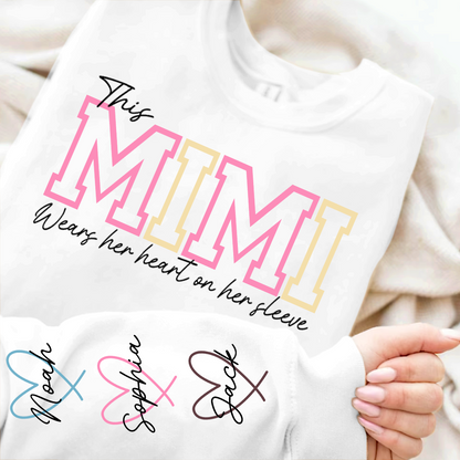 Personalized Mimi With Grandkids Heart Sweatshirt, Custom Nickname And Grandkids Name Hoodie