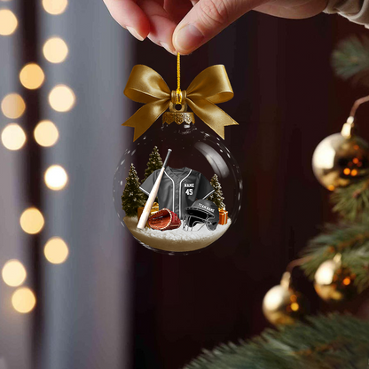 Custom Baseball Christmas Ornament – Personalized Name & Team Jersey Snow Globe Ornament 2025 Ornament