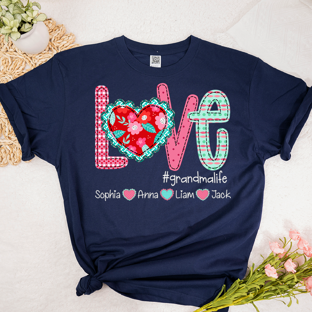 Love Grandma Life Shirt, Personalized Grandma T-Shirt with Custom Kids Names