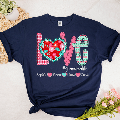 Love Grandma Life Shirt, Personalized Grandma T-Shirt with Custom Kids Names