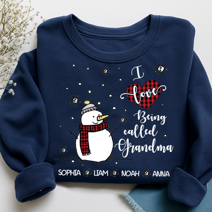 Personalized Christmas Snowman I Love Being Grandma Sweatshirt, Gifts for Grandma and Kids