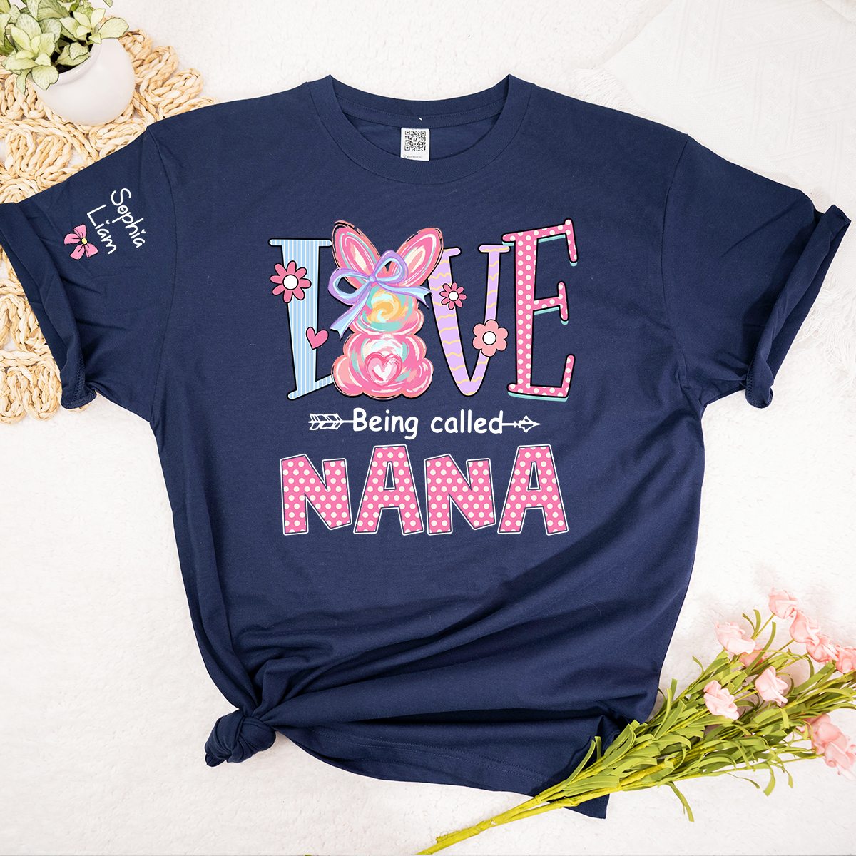 Personalized Nana Bunny Shirt For Easter, Custom Grandma Shirt With Kids Names