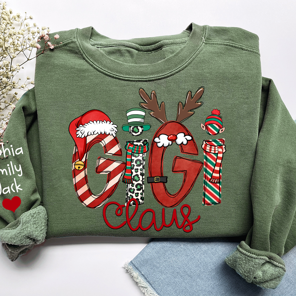 Custom Christmas Gigi Claus Sweatshirt, Gift For Gigi Claus And Kids 2025